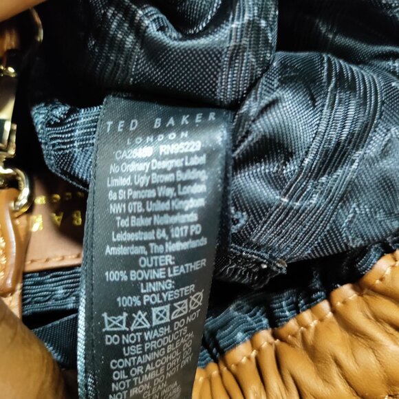 Ted Baker MYLOO Boho Brown Leather Drawstring Crossbody Bucket Bag - Picture 10 of 16